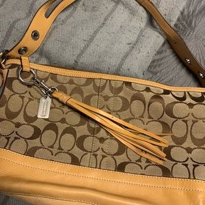 Tan/dark brown coach purse
